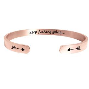 Inspirational Quote Bracelet - Keep Going Motivational Bracelet ROSE GOLD Color